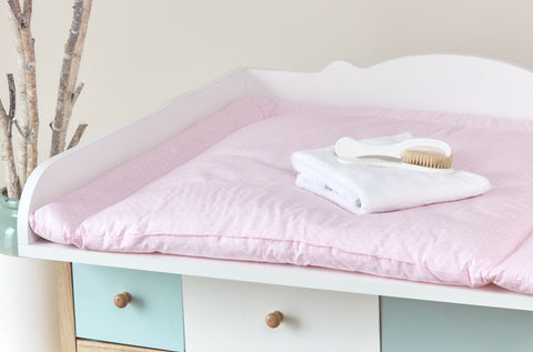 Matelas à langer pois blancs sur rose