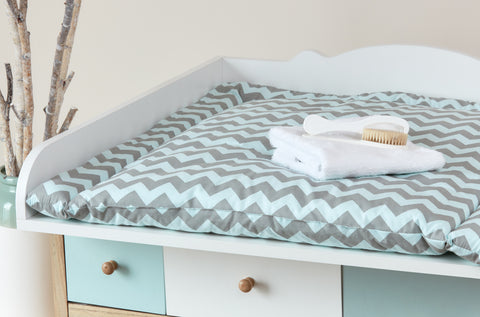 Matelas à langer chevron gris clair et menthe