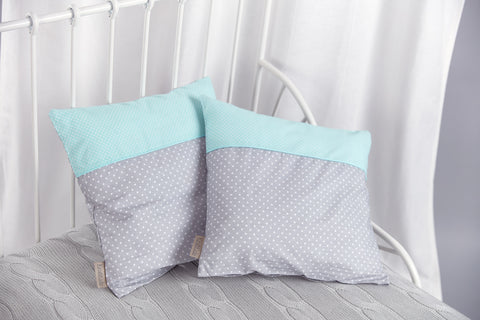 Housse de Coussin Pois Blancs sur Gris Pois Blancs sur Menthe