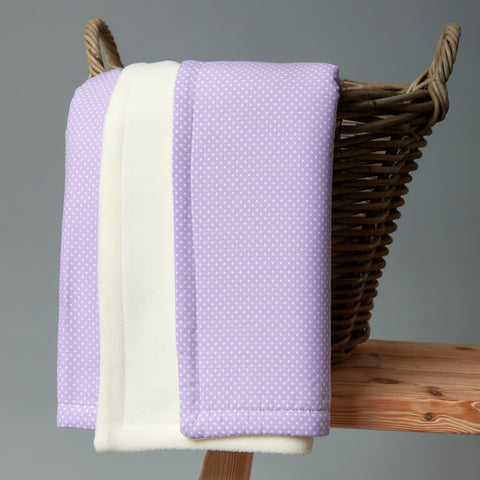 Couverture bébé pois blancs sur violet