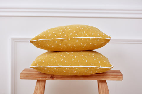 Housse de coussin mousseline pissenlit jaune