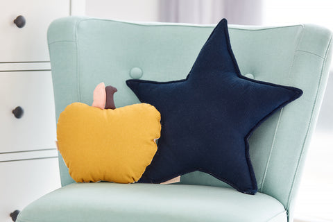 Coussin étoile mousseline bleu foncé