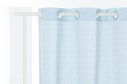 Rideaux motif plume blanc sur bleu