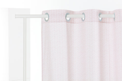 Rideaux motif plume blanc sur rose