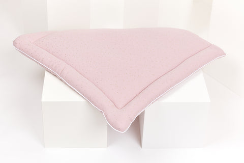 Matelas à langer mousseline pois dorés sur rose