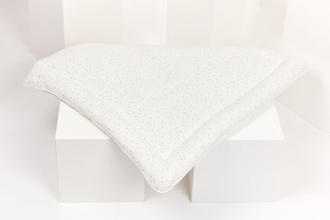 Matelas à langer mousseline pois dorés sur blanc