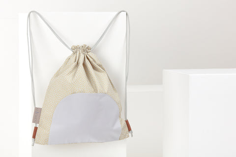 Sac à cordon pois dorés irréguliers sur vert olive