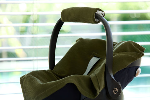 Couverture bébé pour porte-bébé été double crêpe vert automne vert