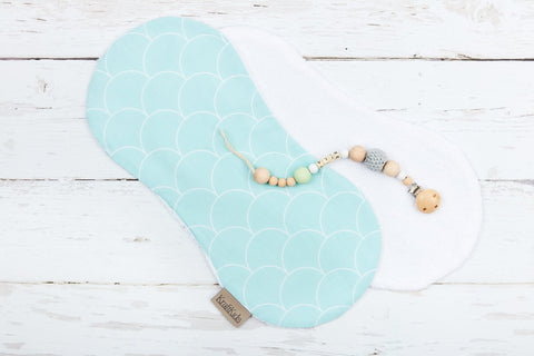 Tissu Burp demi-cercles blancs sur menthe pastel