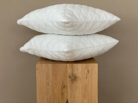 Housse de coussin mousseline matelassée blanche