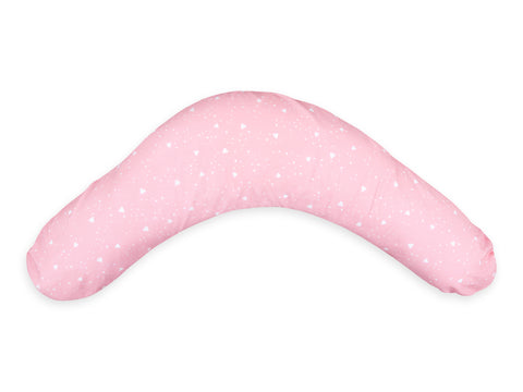 coussin d'allaitement de qualité triangles arrondis blanc sur rose