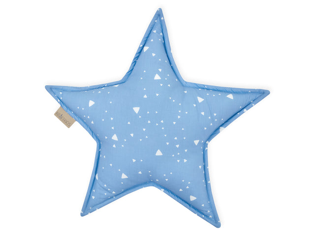 Coussin étoile triangles arrondis blanc sur bleu