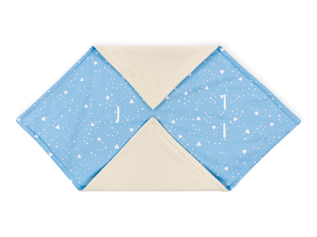 Couverture pour porte-bébé hiver triangles arrondis blanc sur bleu
