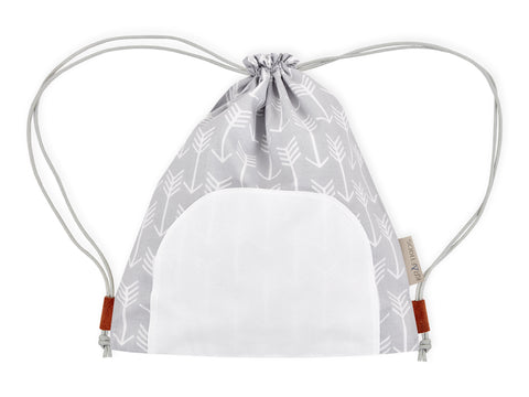 Sac de sport flèches blanches sur gris
