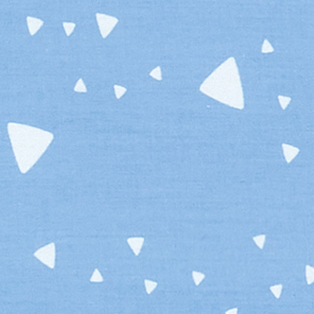Tissu triangles arrondis blanc sur bleu