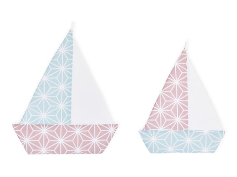 Voilier strass blanc sur camée rose