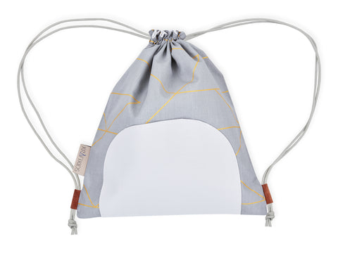 Sac cordon lignes dorées sur gris