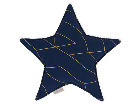 Oreiller étoile lignes dorées sur bleu foncé