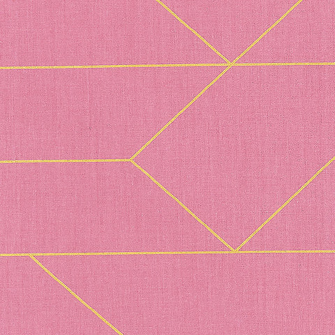 Tissu GAR lignes dorées sur rose