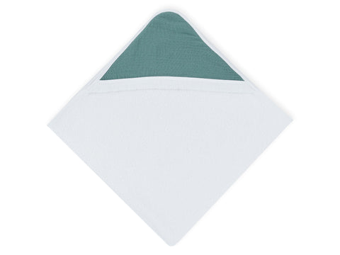 Serviette à capuche mousseline Bleu Nil