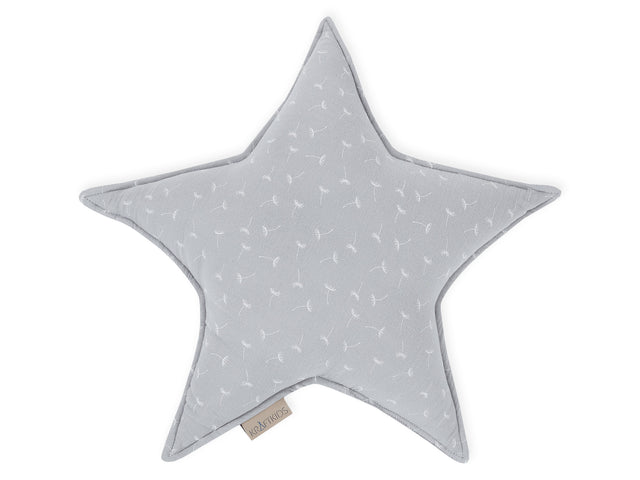 Coussin étoile mousseline gris pissenlit