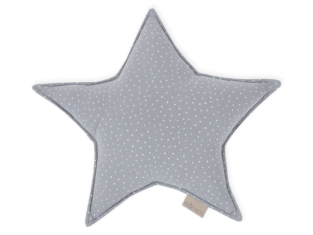 Coussin étoile mousseline pois gris