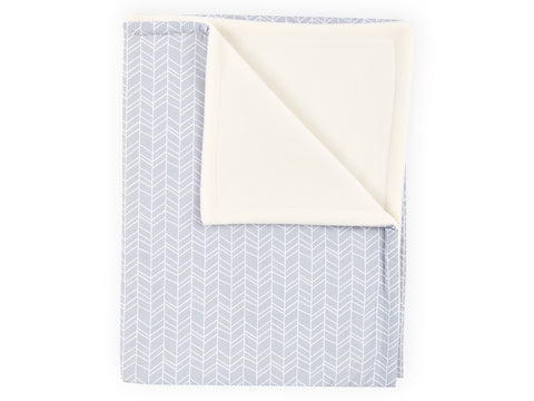 Couverture bébé motif plumes blanches sur gris