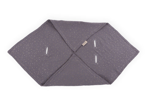 Couverture bébé pour porte-bébé été mousseline pois dorés sur gris