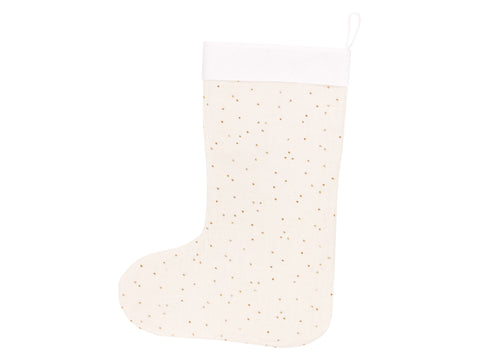 Chaussette de Noël mousseline pois dorés sur blanc