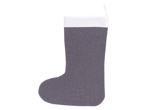 Chaussette de Noël mousseline pois dorés sur gris