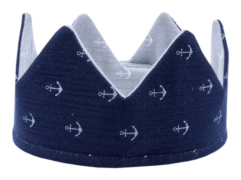 Couronne en tissu mousseline ancre bleu foncé