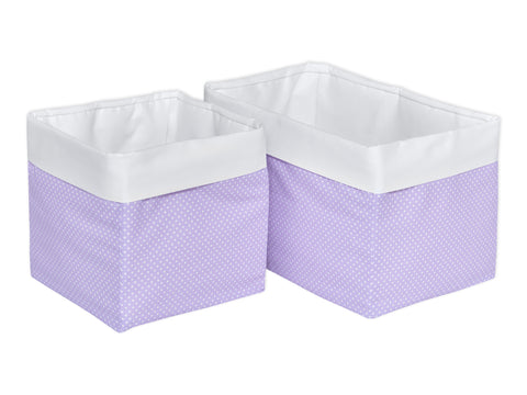 Panier uni blanc pois blancs sur fond violet