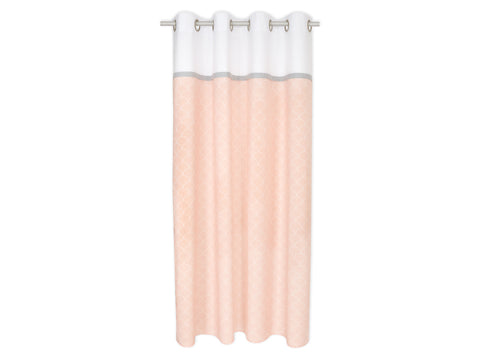 Rideaux demi-cercles blanc uni blanc sur rose pastel