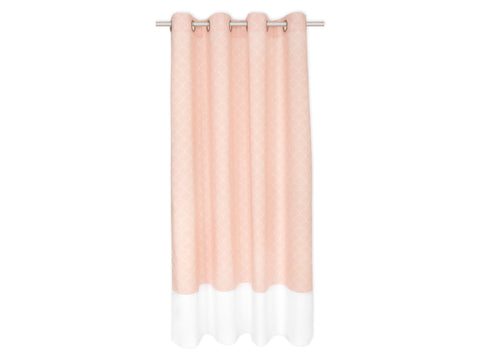 Rideaux demi-cercles blanc uni blanc sur rose pastel