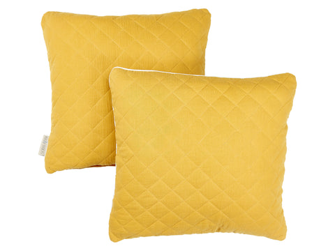 Housse de coussin mousseline matelassée jaune moutarde