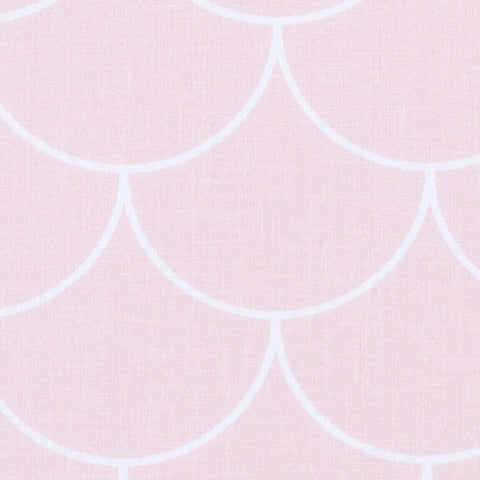 Tissu demi cercles blanc sur rose pastel