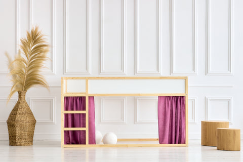 Ensemble de rideaux pour lit mezzanine 2+1 mousseline violet adapté au lit Kura